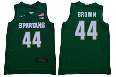 Men Gabe Brown Michigan State Spartans #44 Nike NCAA Green Authentic College Stitched Basketball Jersey QB50Y13PQ